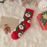 Christmas coral fleece warm and thick winter socks snowman floor socks