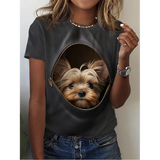 Women's 3d Dogs Cat Print T-Shirt Fashion Womens Tees Tops