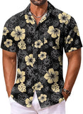 Vintage Mens Casual Hawaiian Floral Shirts, Short Sleeve