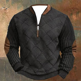 Men’s Patchwork Sweatshirt – Stand Collar Long Sleeve Casual Top