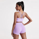 Women's Fitness Sport bra top cross back With chest pad