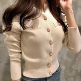 Women's Long Sleeve O-Neck Slim Fit Single-Breasted Button Cardigans Casual Knitted winter Sweater