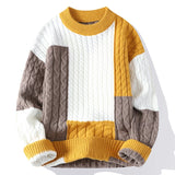 Men’s Patchwork Sweater – Loose Knit Pullover for Spring & Winter
