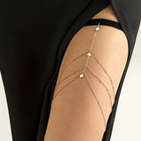 IngeSight.Z Pearl Tassel Thigh Chain Women Adjustable Leg
