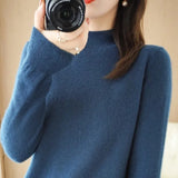 Women's Solid Long-Sleeve Half-high-collar basic warm bottoming shirts/sweater