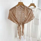 Knitted Triangle Scarf Fake Collar Crochet Flower Cape Cloak