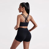 Women's Fitness Sport bra top cross back With chest pad