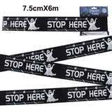 Orange Halloween Caution Tape  Black Skull Haunted House Warning Decor