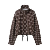 Women's Polka Dot Turtleneck Zipper Jacket with Pockets