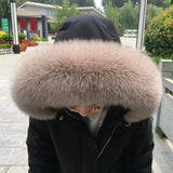 100% Natural Real Fox Fur Collar Fashion Scarves For Ladies Coat Jacket Winter Fur Scarf Black White Shawl