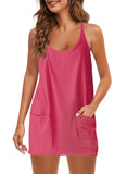 Summer Sleeveless Vest Dress Pocket Sports Short Skirt