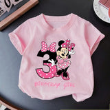 Minnie Mouse Girl Number T-Shirt Pink Birthday Party Clothes