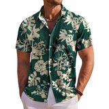 Men's Short-Sleeve Hawaiian Botanical Flower Print Shirt