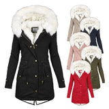 Slim Fur Hood Puffer Long-Sleeve Down Winter Jacket, Coat for Women