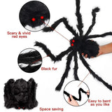 Huge Black Plush Spider Halloween Props (50-200cm Decor for Party Web)