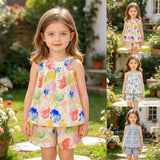 Toddler Girls Floral Sleeveless Tank Kids Summer Outfit