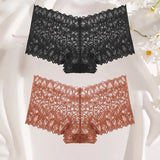 2Pcs Lace Four Shorts Women's Panties Floral Underwear S-XL