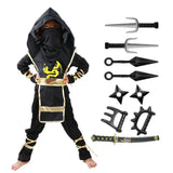 Kids Ninja Samurai Costume Set with Toy Sword Halloween Cosplay Outfit