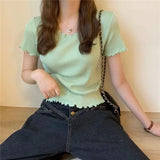 Summer Trendy Short Sleeve T-Shirt Women Slim Fit Top