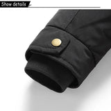 Men's Windproof Fleece Warm Detachable Hooded Parka Winter Jacket Solid Zipper Coat 6XL
