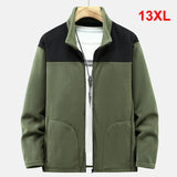 13XL Plus Size Polar Fleece Jacket Men Autumn Winter Warm Fleece Jacket Patchwork Coat Male Fashion Casual Outerwear Big Size