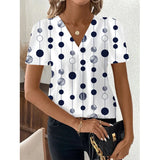 Summer T-Shirts 3D Print Women Fashion V-Neck Short Sleeve