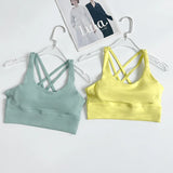 Women's Solid Color Racerback Yoga Sports Bra for Fitness