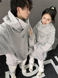 Winter Solid Color Ninja Turtleneck Hoodies For Women Y2K Vintage Fleece Sweatshirts Hip Hop Japanese Streetwear Oversized Hoodie