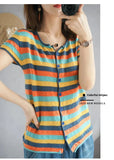 Fashionable Knitted Loose Thin Short-Sleeve Women's Top