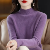 Women's Solid Long-Sleeve Half-high-collar basic warm bottoming shirts/sweater