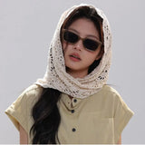 Knitted Triangle Scarf Fake Collar Crochet Flower Cape Cloak