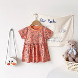 Sanlutoz Kids Girls Cotton Dress Short Sleeve Summer Style