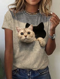 Women's 3d Dogs Cat Print T-Shirt Fashion Womens Tees Tops