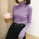 Women’s Ribbed Turtleneck Sweater Long Sleeve Warm Knit