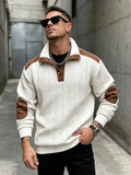 Men’s Cable Knit Henley Sweater – Stand Collar Long Sleeve Casual Top
