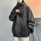 Winter Solid Color Ninja Turtleneck Hoodies For Women Y2K Vintage Fleece Sweatshirts Hip Hop Japanese Streetwear Oversized Hoodie