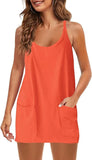 Summer Sleeveless Vest Dress Pocket Sports Short Skirt