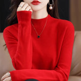 Women's Solid Long-Sleeve Half-high-collar basic warm bottoming shirts/sweater