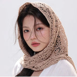 Knitted Triangle Scarf Fake Collar Crochet Flower Cape Cloak
