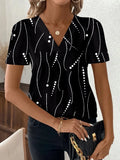 Summer T-Shirts 3D Print Women Fashion V-Neck Short Sleeve