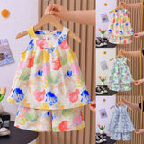 Toddler Girls Floral Sleeveless Tank Kids Summer Outfit