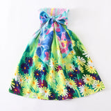 Girls Floral Boho Beach Dress with Necklace Gift Summer Wear