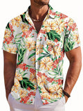 Men's Short-Sleeve Hawaiian Botanical Flower Print Shirt