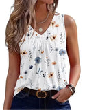 Fashionable Floral Print V-Neck Tank Top Women's Summer Shirt