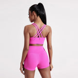 Women's Fitness Sport bra top cross back With chest pad