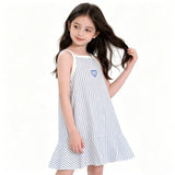Girls Sleeveless Ruffle Nightdress Kids Pajama Dress