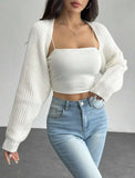 Women's Ribbed Knit Cardigan Sweater Coat Shoulder Wrap