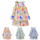 Toddler Girls Floral Sleeveless Tank Kids Summer Outfit