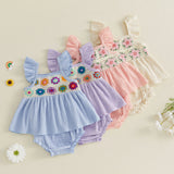 Toddler Kids Baby Girls Summer Flower Tanks Tops + Shorts
