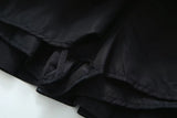 Matching Set Sexy Women Lapel Double Pockets Faux Leather Crop Jacket High Waist Mini Pleated Skirt Sets Black